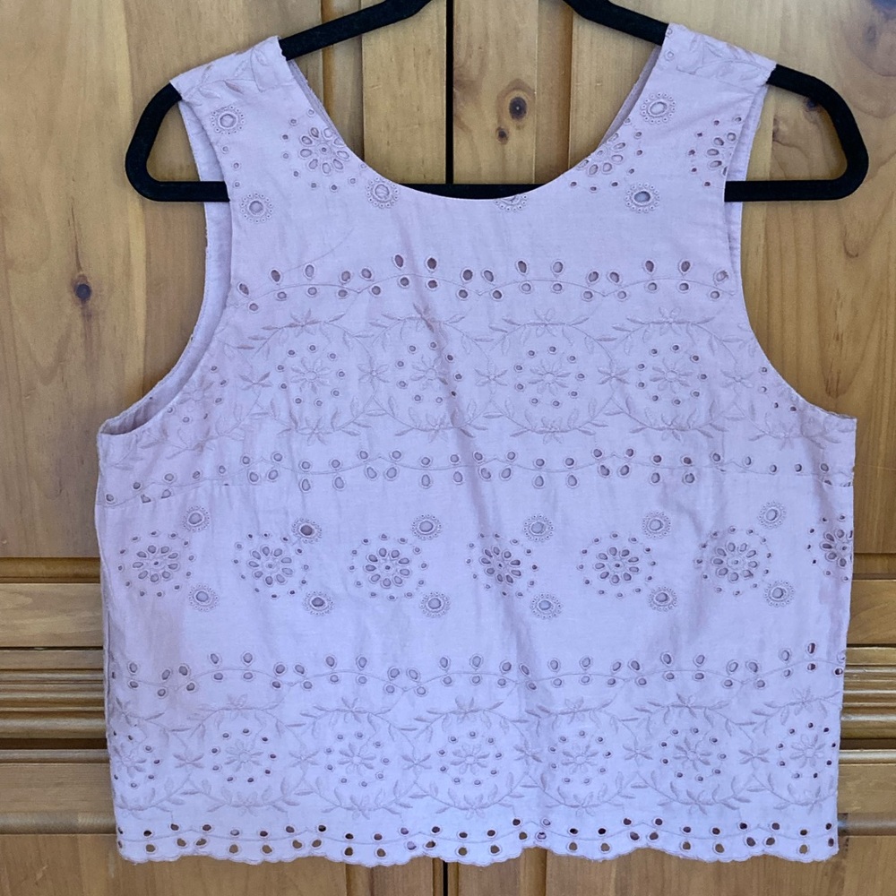 Loft Dusty Rose Mauve Eyelet Sleeveless Tp